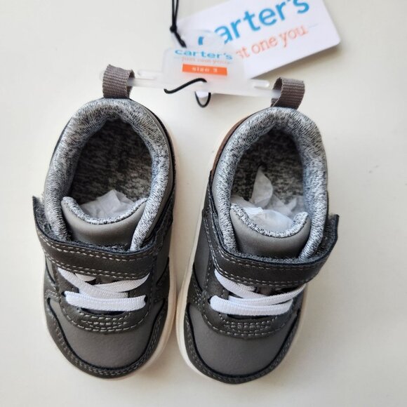 Carter's Just One You Baby Boys' Karson First Walker Sneakers - Gray Sz 3 Hook a - Picture 7 of 13